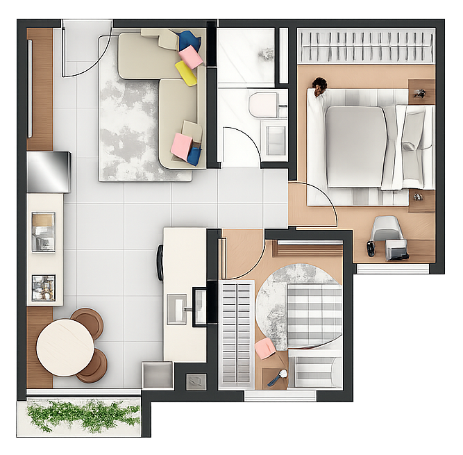 Mapa em miniatura da planta do apartamento